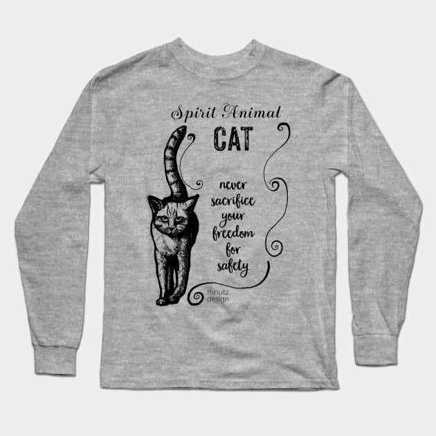 Spirit animal cat black Long Sleeve T-Shirt by mnutz